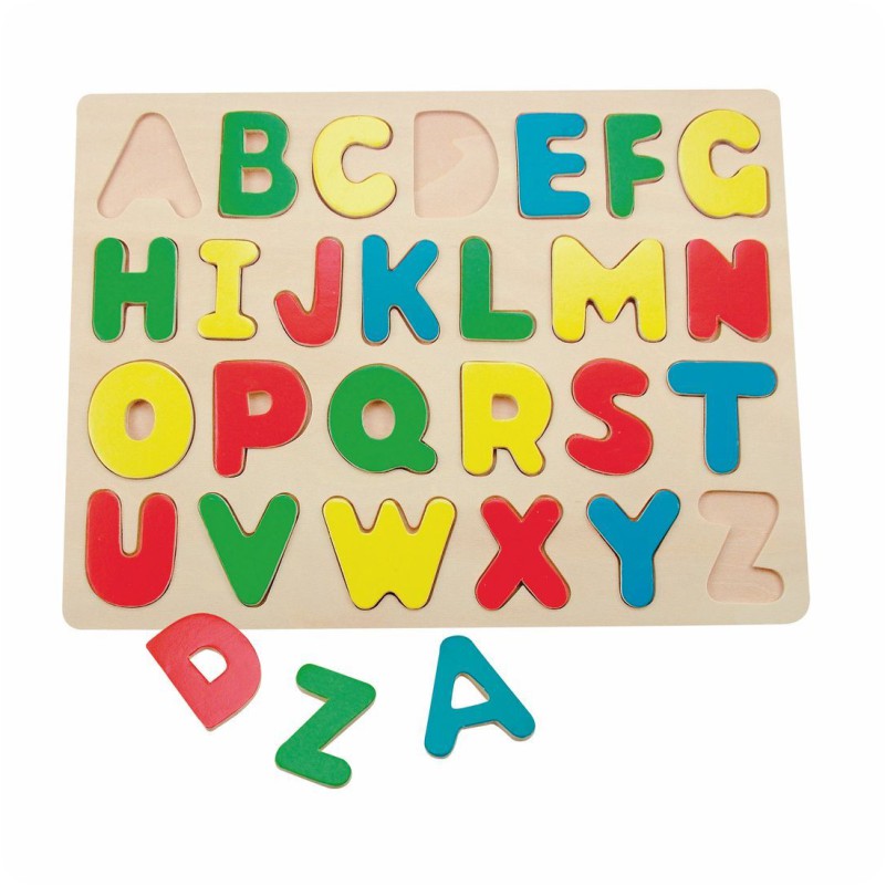 Drewniane puzzle wkładanki alfabet