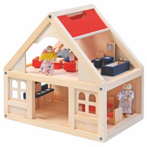 Drewniany domek dla lalek z akcesoriami 21 el.